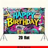 2D плоский баннер - Баннер для дня рождения в стиле граффити, фоновая ткань