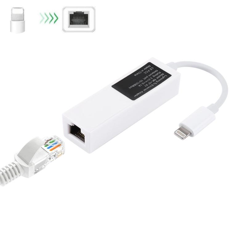 NK107A1 8-контактный сетевой адаптер Ethernet LAN RJ45 для iPhone / iPad Series, общая длина: 16см(белый)