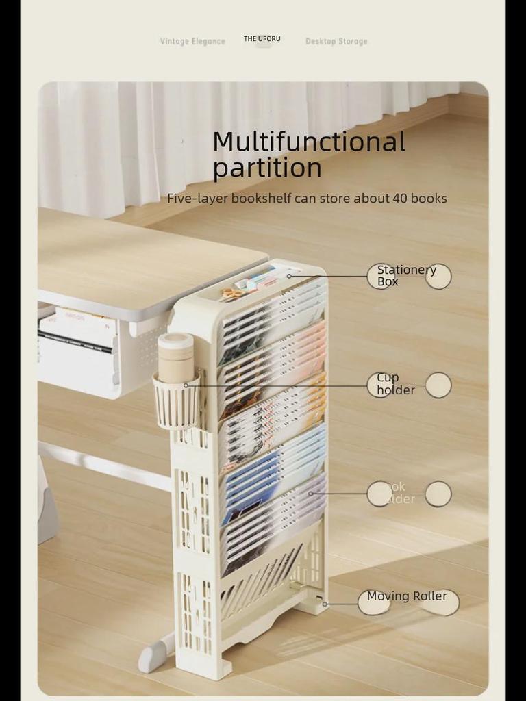 Передвижная книжная полка и стол на колесах: Многофункциональная стойка для хранения вещей для использования в классе или дома