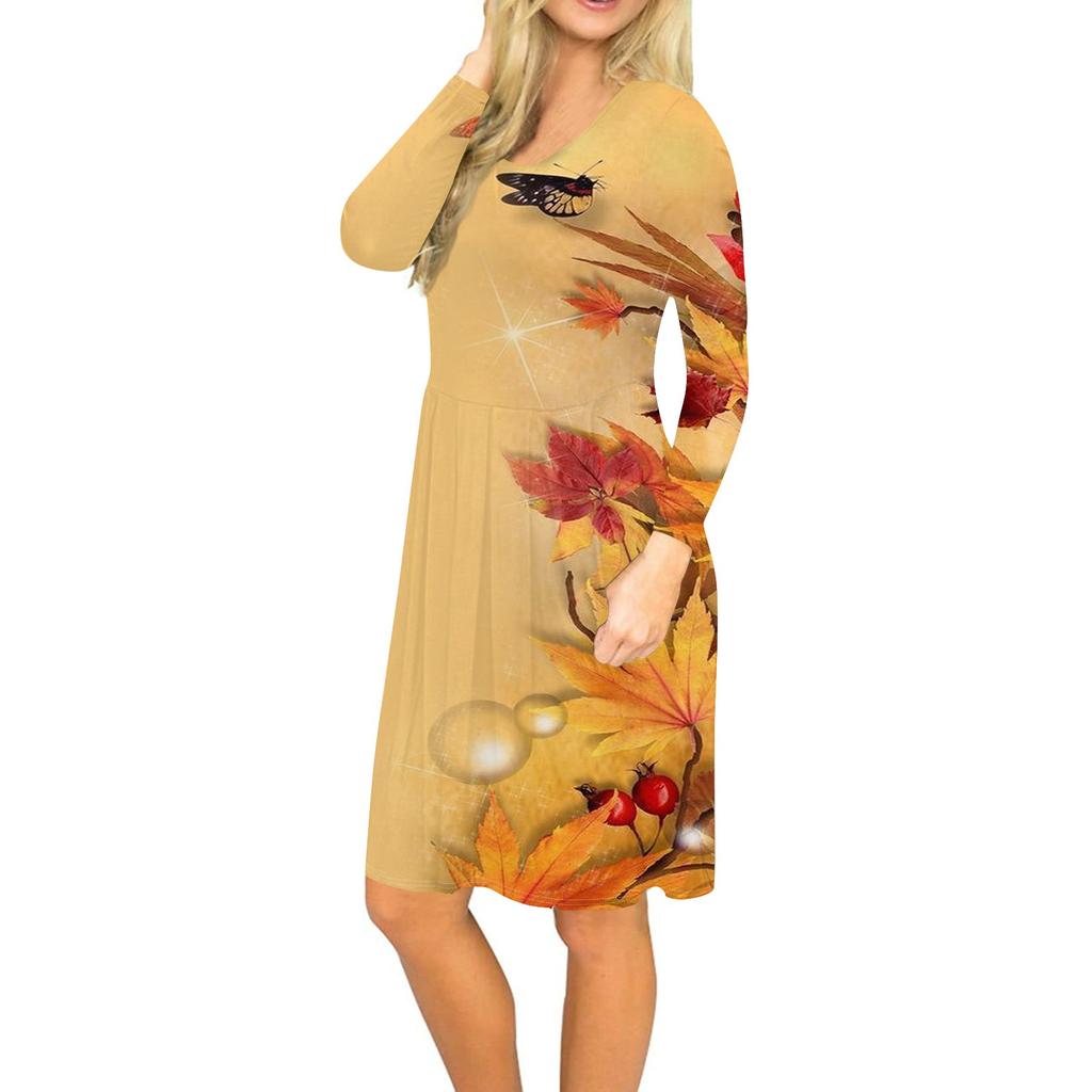 Женское платье с длинным рукавом, плиссированное, свободное, повседневное платье с карманами, платья длиной до колена