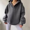 2026 Autumn/Winter Women's Solid Color Hooded Sweatshirt - European & American Style, Long Sleeve, Loose Fit Hoodie