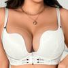 Sexy Deep V Steel Ring Gathered Front Buckle Underwear T-shaped Beautiful Back Round Cup Large Size Fat Girl Exclusive Bra