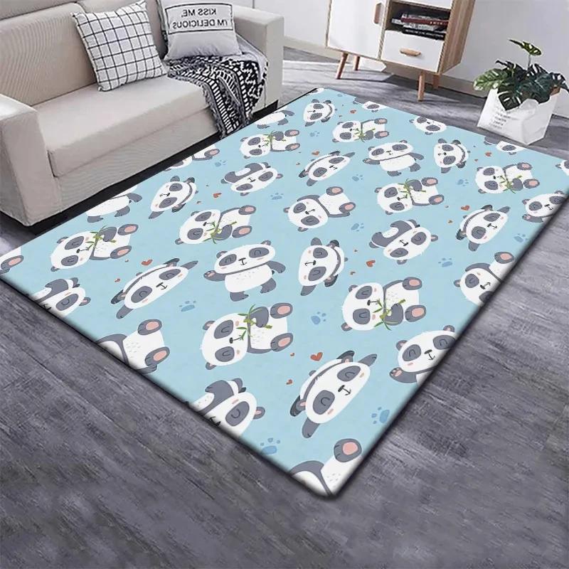 Cute Panda Carpet for Bedroom Bathroom Living Room Decor Baby's Crawling Mat Soft Cartoon Animal Area Rug Non-slip Play Mats