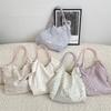 New Chiffon Cherry Flower Large Capacity Shoulder Canvas Bag Daily Commute Underarm Shoulder Tote Bag