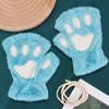 Winter Warm Fingerless Gloves Lovely Sweet Bear Paw Thickened Plush Half Finger Glove Multicolor Fluffy Soft Cat Claw Mittens