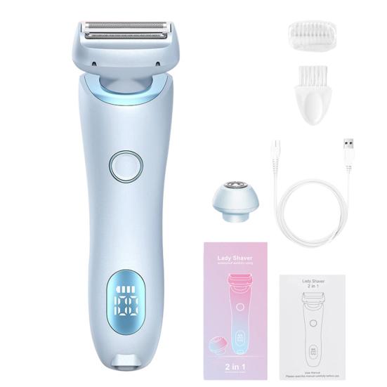 Женский электрический эпилятор с двойной головкой, перезаряжаемый от USB, водонепроницаемый, для лица, тела, зоны бикини