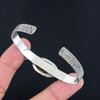 Natural Landscape Jasper Gemstone Bangle Adjustable 925 Silver For Women