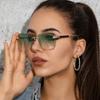 Квадратные солнцезащитные очки без оправы Женские Мужские Дизайнерские Роскошные Ретро Модные Металлические Солнцезащитные очки Безоправные очки Винтажные Летние Уличные Очки