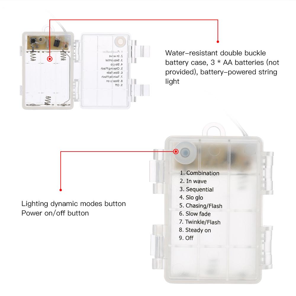 Tomshine 0.6W 10M/32.8Ft 80LED гирлянда с пультом дистанционного управления разноцветная работающая от батареек