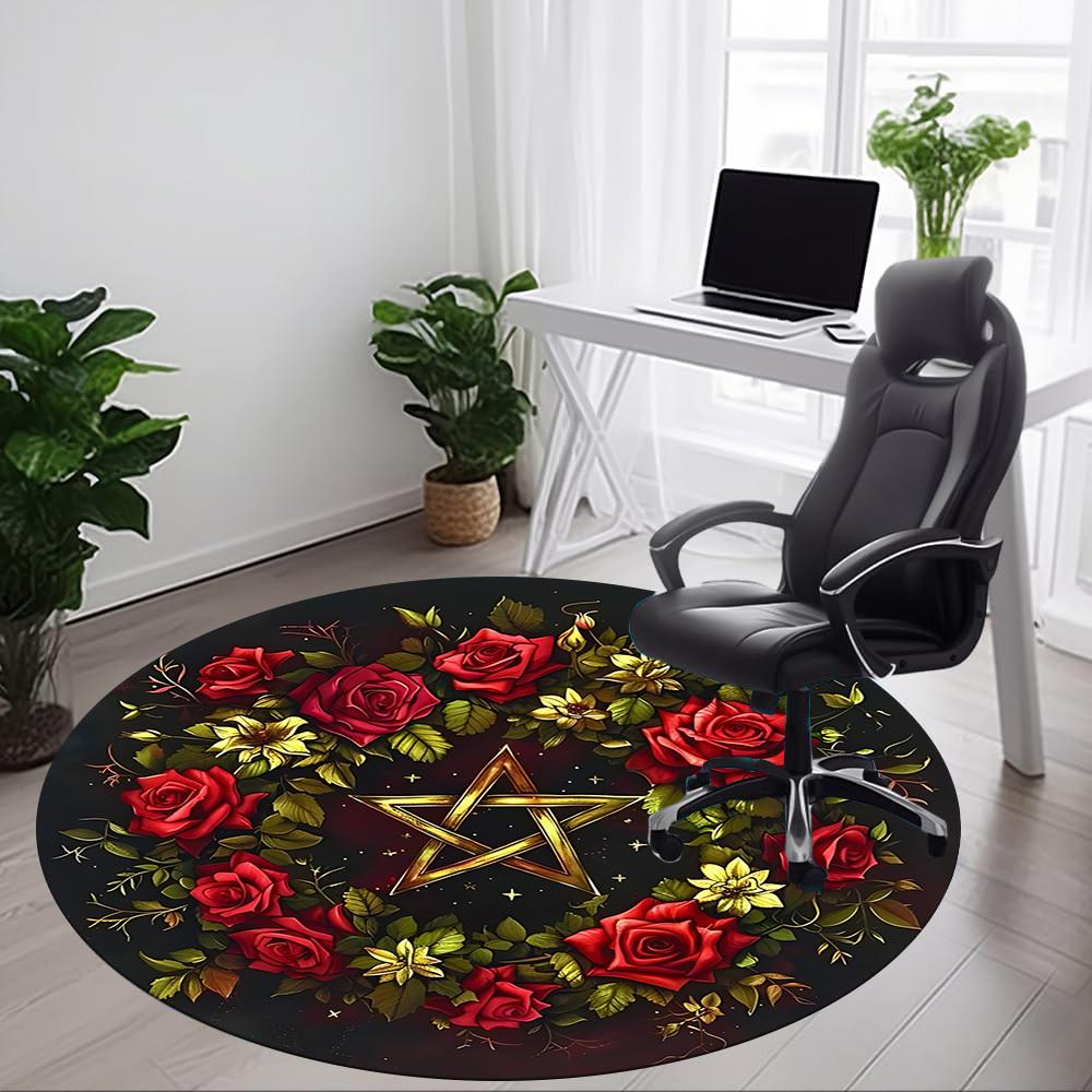 1pc Floral Star Decoration Chair Carpet for Office, Soft Comfortable Mat For Office, Living Room, Bedroom, Machine Washable Carpet yy251112044