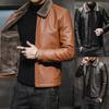Новая мужская кожаная куртка осень-зима с воротником-лацканом, теплая, с мотоциклетными толстыми бархатными куртками