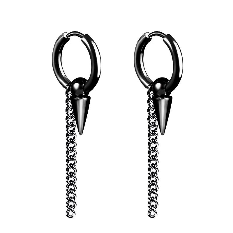 1 Pairs Punk Stainless Steel Stud Earrings Black Earrings Set For Men Women Vintage Hip Hop Piercing Ear Jewelry Accessories3