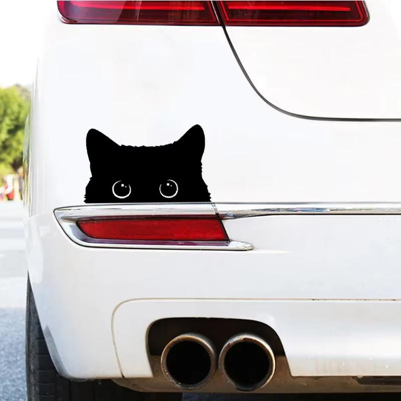Автомобильная наклейка Мультяшный кот Черный кот с большими глазами Виниловая декоративная наклейка Стайлинг автомобиля Покрытие Водонепроницаемые автомобильные аксессуары
