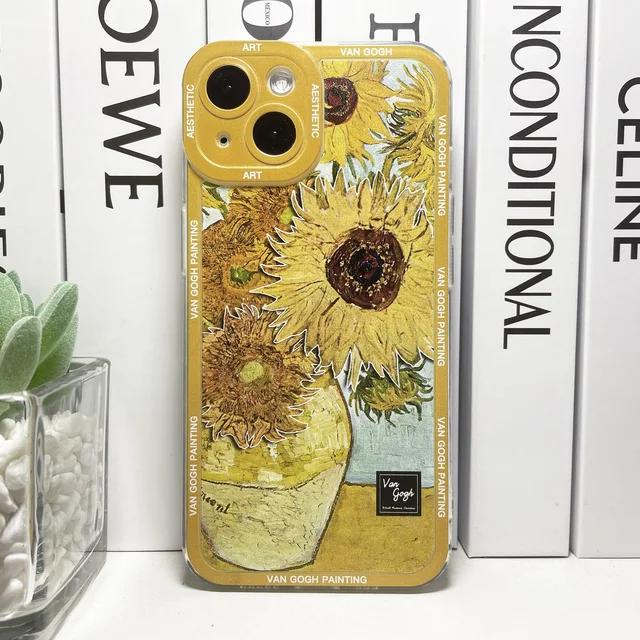 Ван Гог Suowers The Starry Night Art Эстетический чехол для телефона для iPhone 15 14 13 12 11 Pro Max Mini XS X XR SE 8 Plus