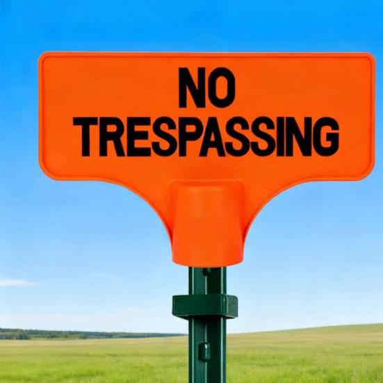 No Trespassing Sign Orange Purple Property Warning Sign Weather Resistant Highly Visible Outdoor Marker Sign