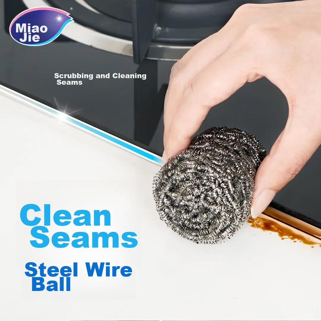 MIAOJIE Steel Wool Scrubber, 12-Pack, Dense Steel Wire Loops for Easy Application, Kitchen Stove Dish Washing And Cleaning, Durable