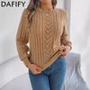 Women's Fashion Casual Fall Winter Solid Color Print Long Sleeve O-Neck Sweaters