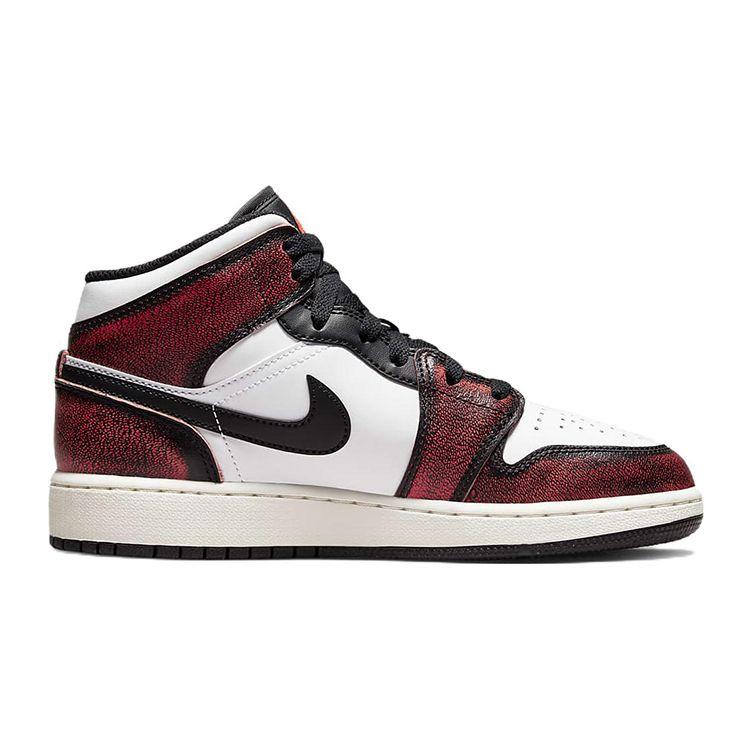Детские кроссовки Air Jordan 1 Mid SE GS Wear-Away White Black Sail FB0568-006