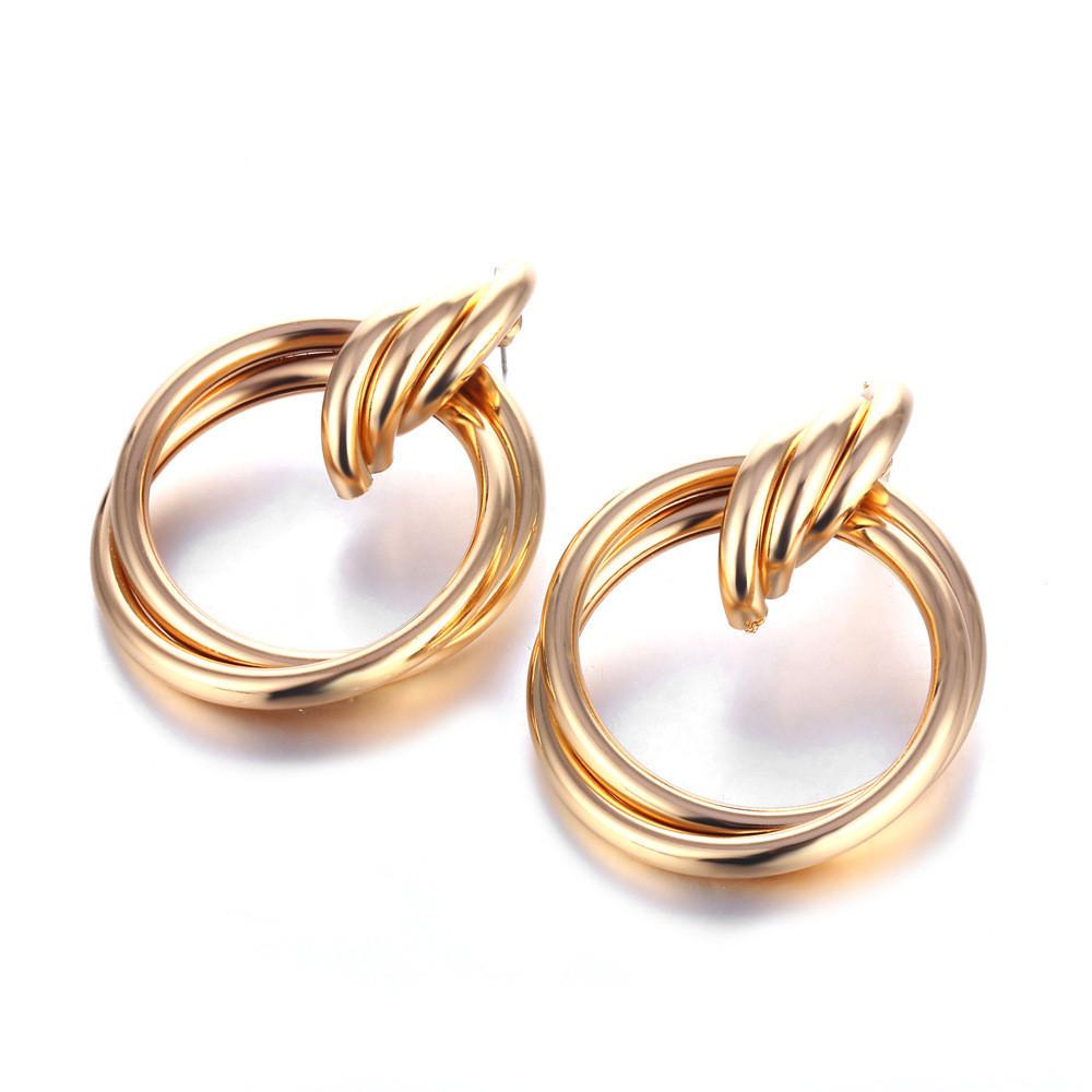 Unique Round Alloy Earrings For Women Modern European Style Perfect Gift Option