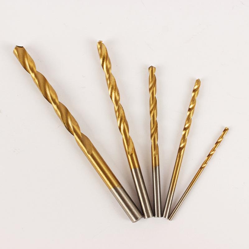 5-Piece Titanium-Coated High-Speed Steel Twist Drill Bit Set - Sharp, Wear-Resistant, Efficient Chip Removal