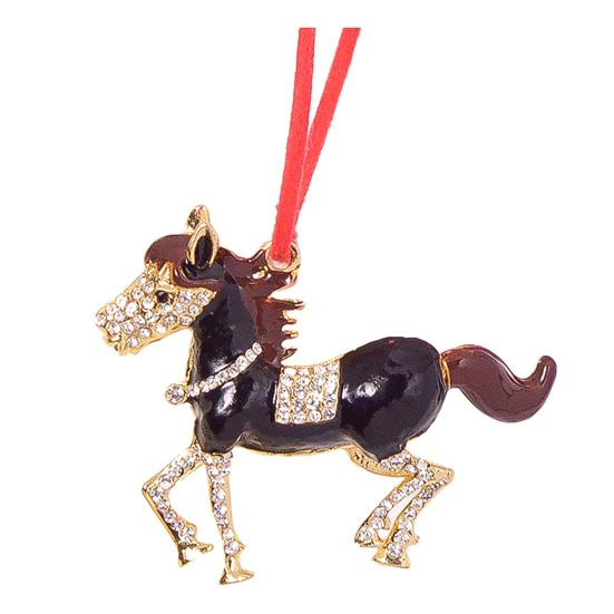 Пони Рождественское украшение Страз Зодиакальная Лошадь Подвеска для украшения елки Сверкающий Праздничный Шарм Удача Лошадиная Тема Украшение