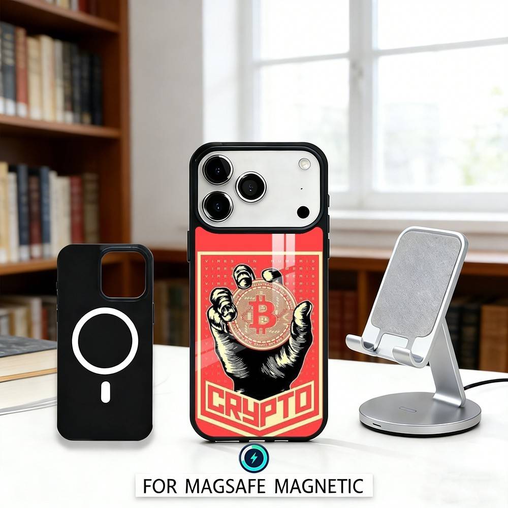 1PC Digital A-Art C-Currency B-Bitcoin Phone Case For iPhone 17,16,15,14,13,12,Pro,Max For Magsafe Magnetic Wireless Charging