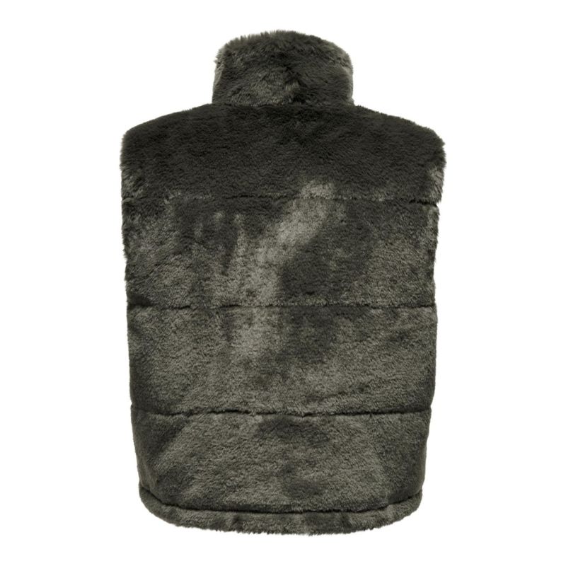 Women's Weathered Teak Faux Fur Vida Sleeveless Jacket ONLY