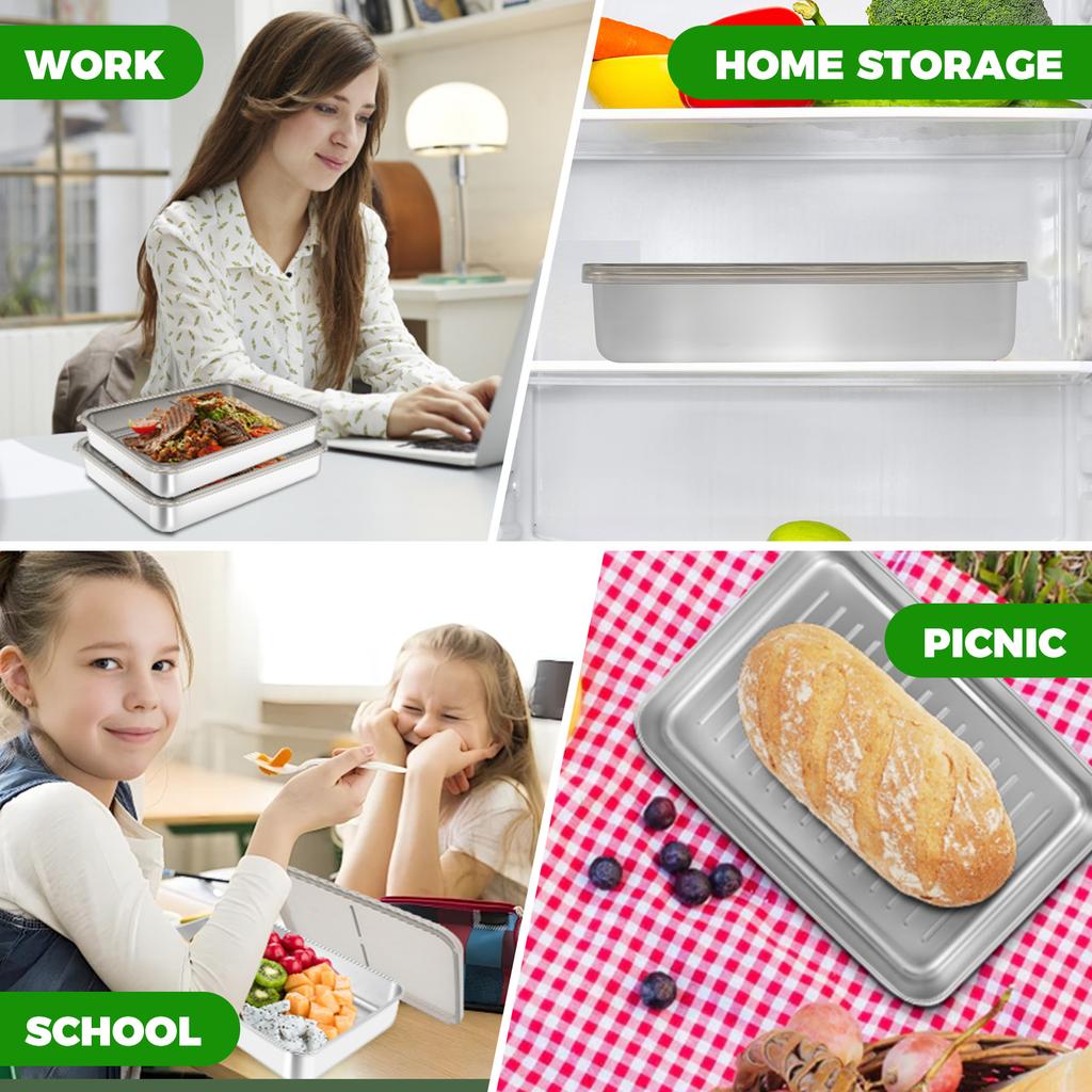 2 шт. Контейнер для хранения замороженного мяса из нержавеющей стали, герметичный пищевой контейнер для холодильника, кухонный, для бекона, сыра, сохраняющий свежесть