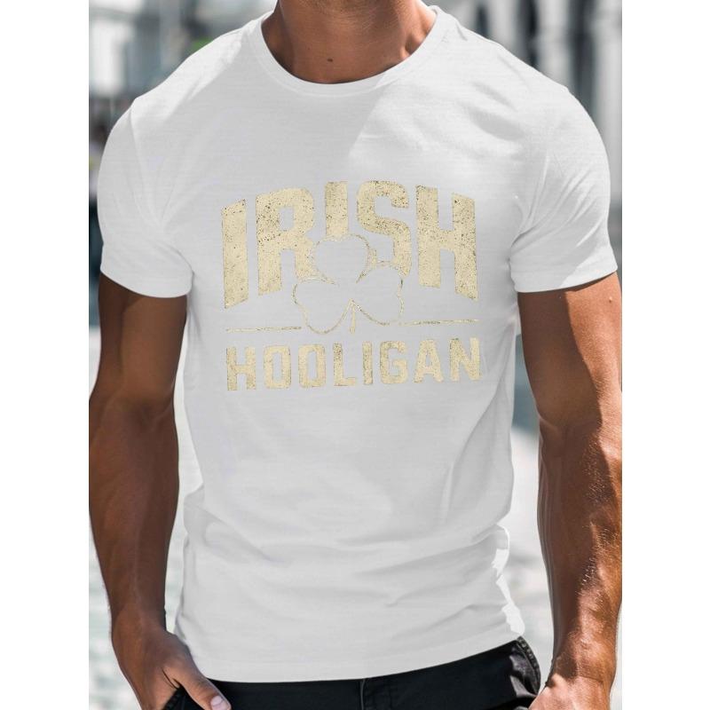 Мужская футболка Shamrock IRISH HOOLIGAN с графическим принтом | Летние футболки с коротким рукавом | Модные повседневные топы для высоких и крупных мужчин