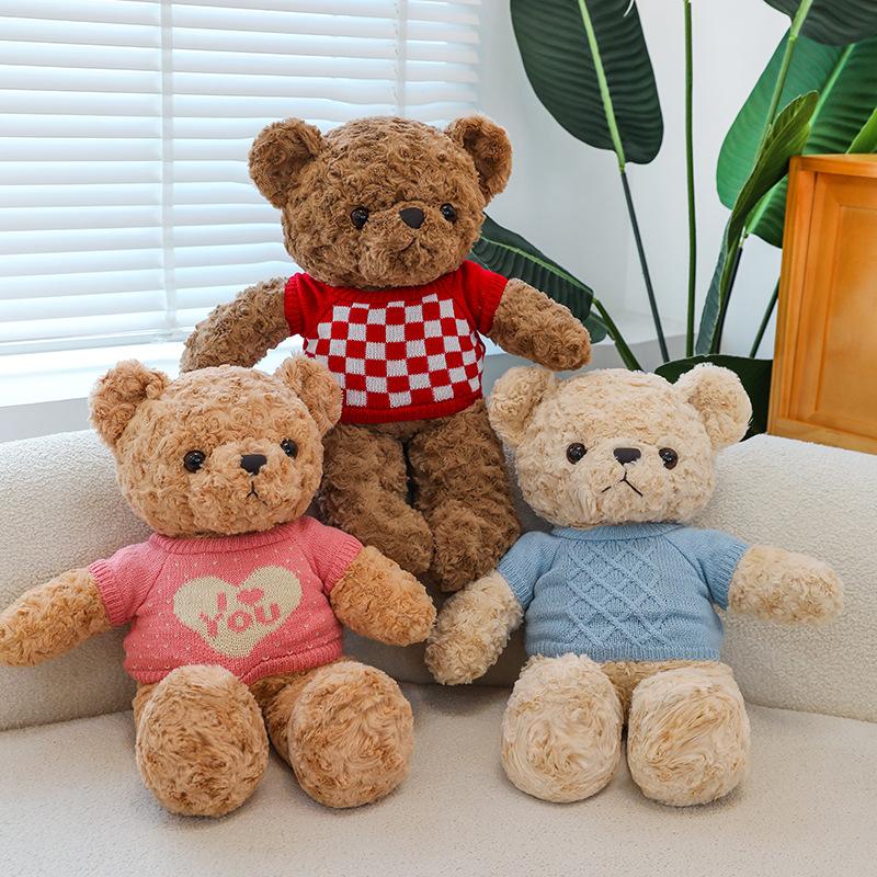 Свитер Плюшевая кукла мишка Большая игрушка для обнимания Успокаивающий мишка Коричневый мишка Подарок на День святого Валентина