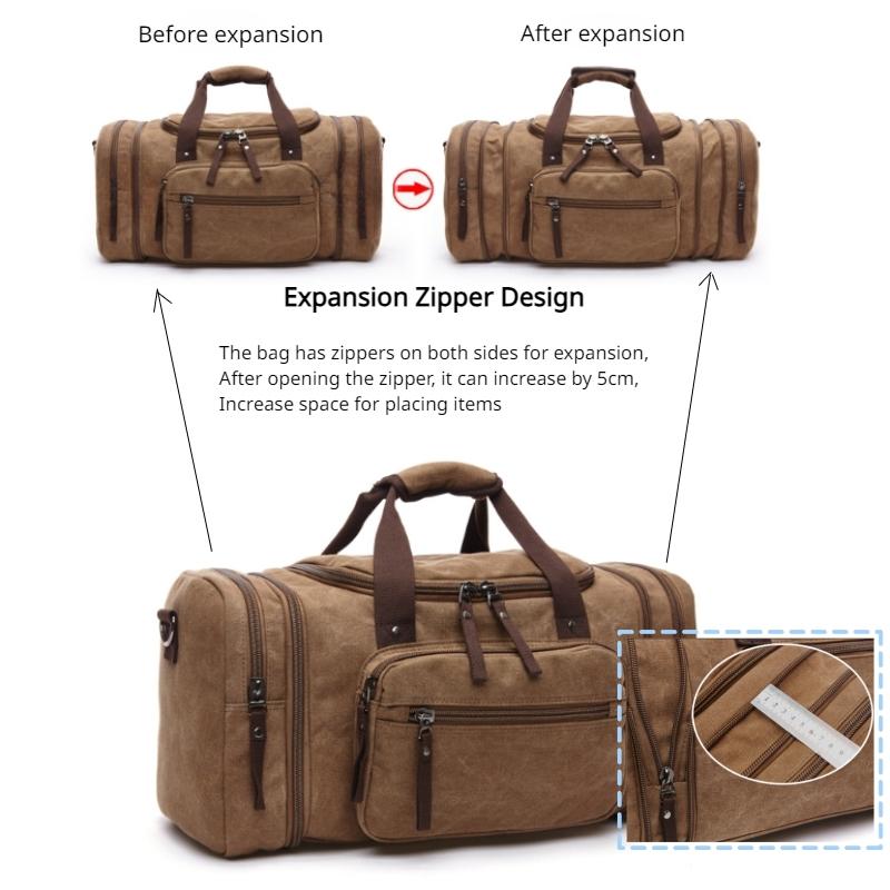 Модная дорожная сумка из выстиранного холста большой вместимости с ремнем через плечо и множеством отделений для бизнеса и отдыха