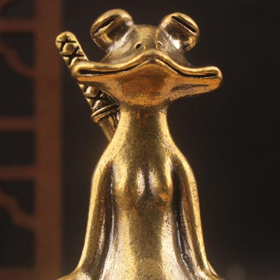 Zen Frog Incense Burner Ornament Retro Copper Animal Sculpture Meditation Statue Incense Holder Desk Decoration