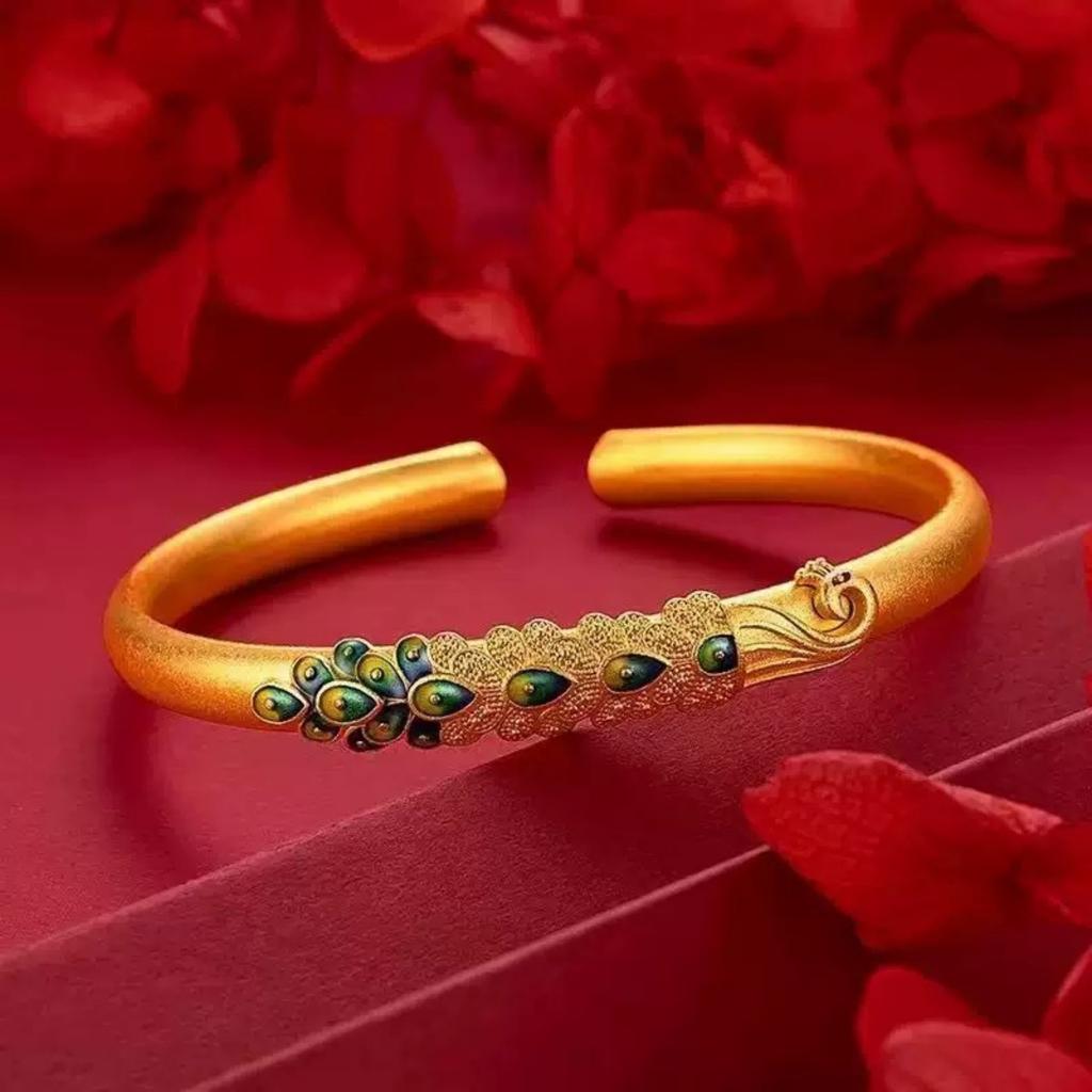 Enamel Peacock Open-tail Bracelet for Women with High-end Feel