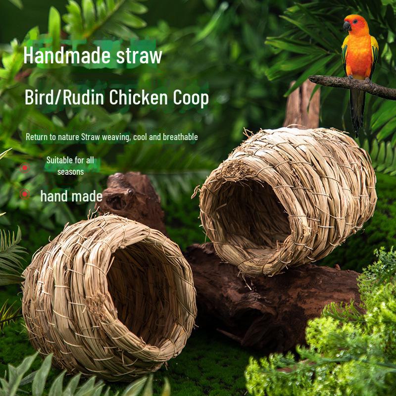 Parrot & Small Bird Straw Nest: Warm Egg-Laying Hanging Nest for Parakeets, Finches, and Peonies