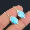 Natural Larimar Gemstone Earrings Solid 925 Sterling Silver Handmade Drop Dangle Earrings Jewelry Valentine's Day Gift For Love