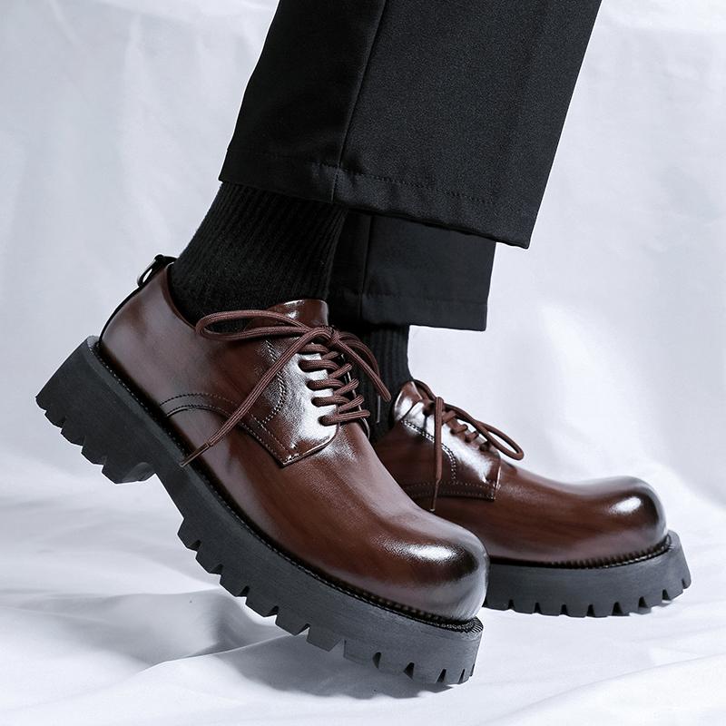 Leisure Business Thick Soled Men's Lace Up Leather Shoes Sneakers Man Minimalism Casual for Men Party Walking Fashion Shoes