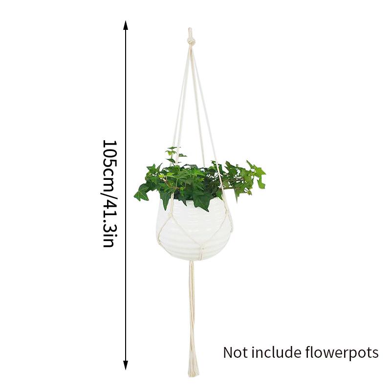 Macrame Hanging Baskets Woven Cotton Handmade Flower Basket Wall Plant Hanger Pot Indoor Bonsai Balcony Knotted Lifting Rope