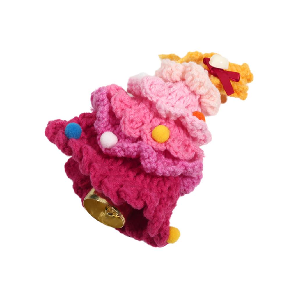 Yarn Crochet Christmas Tree Bell Pendant for Christmas New Year Carnival Party Homeschool Bar KTV Car Decoration Gifts