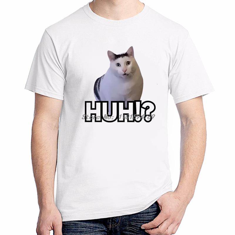 Смешные футболки с принтом мема "Huh Cat", модные топы, хлопковые, новые футболки, летняя унисекс уличная одежда, футболка с принтом