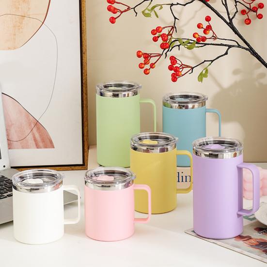 Кружка для кофе из нержавеющей стали с ручкой, раздвижной крышкой, двойной стенкой, вакуумной изоляцией, дорожная чашка для горячих и холодных напитков, чашка для чая без брызг