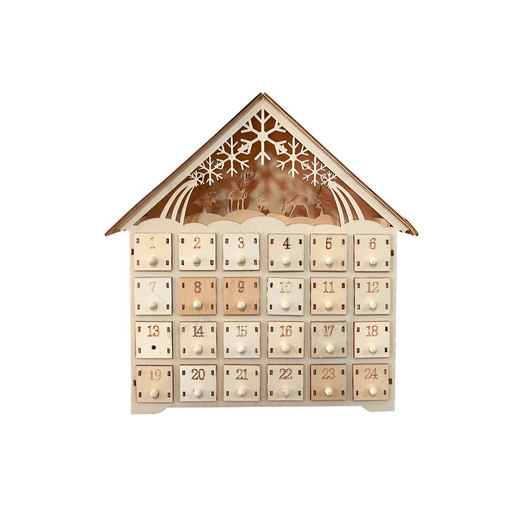 Деревянный светящийся рождественский адвент-календарь, светодиодная подсветка, 24-дневный календарь с обратным отсчетом, украшения c