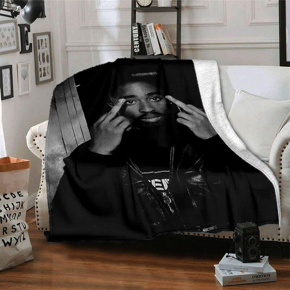 1 шт. Плед в стиле Hip Hop 2Pac, Мягкий, Легкий, Для всех сезонов, Многоцелевой плед для дивана, кровати, офиса и пикников, Французский стиль с культовыми обложками альбомов и цитатами