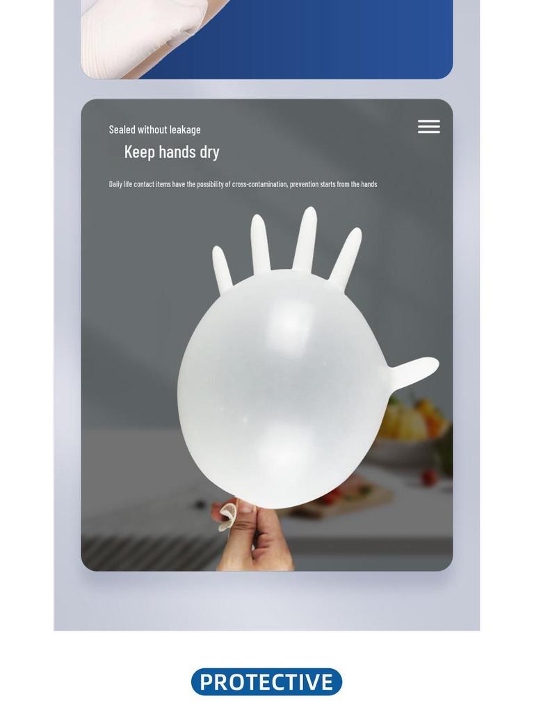 High Elastic Food Grade White Nitrile Gloves: Disposable, Waterproof for Kitchen, Cooking, and Baking