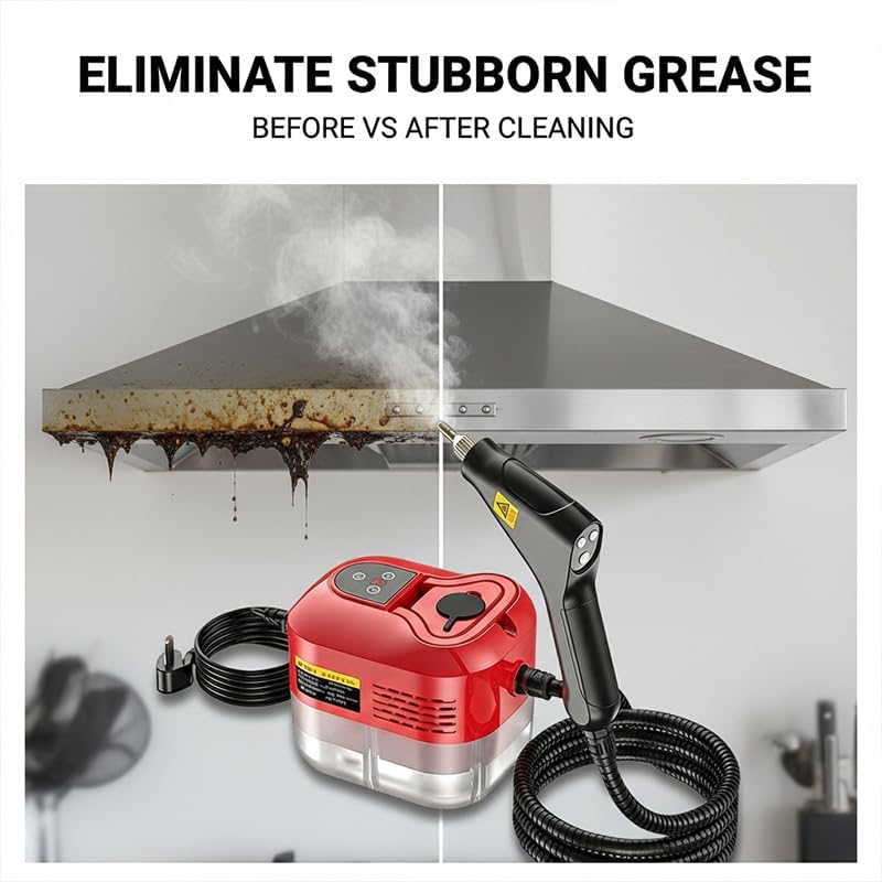 Portable 2500W High Temperature Pressurized Handheld Steam Cleaner with 6 Adjustable Levels Cleaning Machine for Kitchen Bathroom Furniture Car