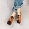 Johnature Retro Handmade Genuine Leather Comfortable Super Toe Soft Sole Casual Women's Flat Shoes