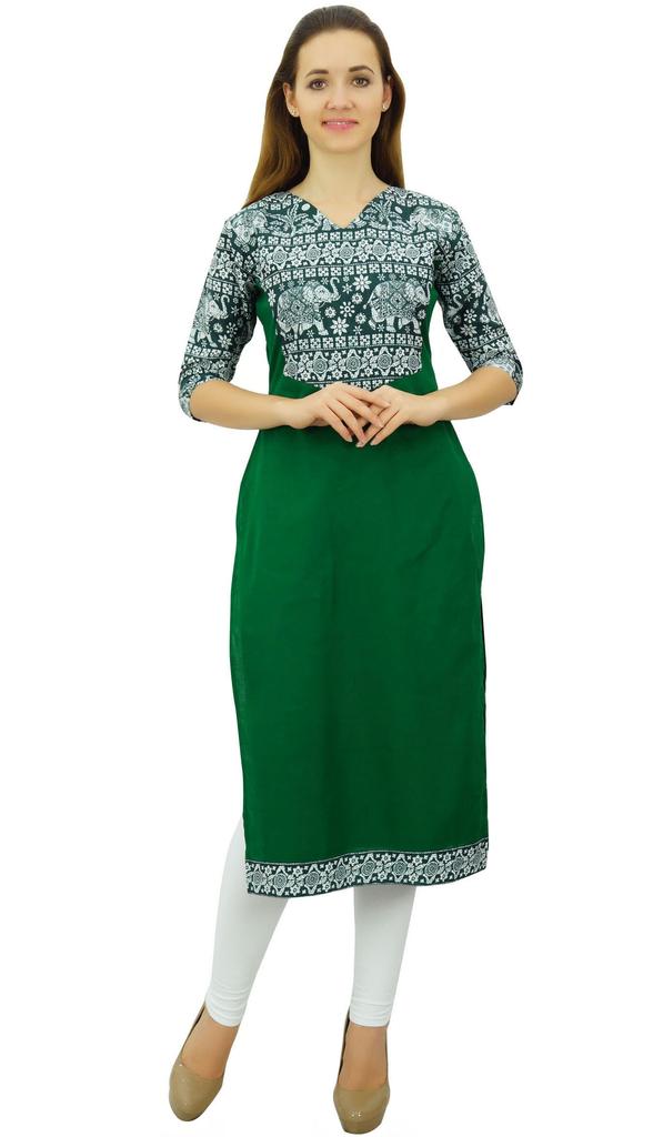 Phagun Женская хлопковая дизайнерская черная туника Kurta Ethnic с рукавами 3-4 Kurta-10