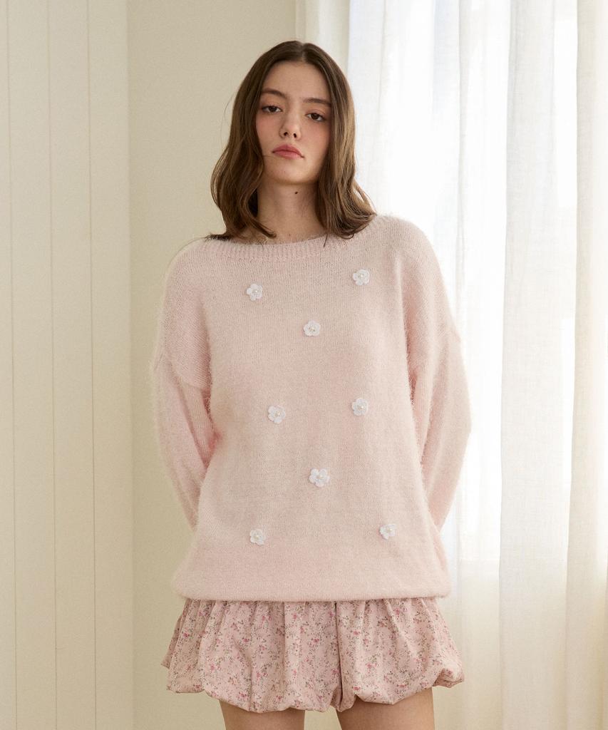 PINK PINEAPPLE Floral Garden Knit_Pink