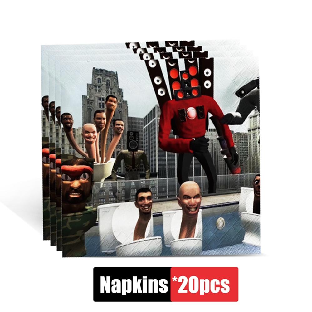 Набор посуды для унитаза Skibidi, 51 шт., включает тарелки, чашки, салфетки, скатерть, подарок