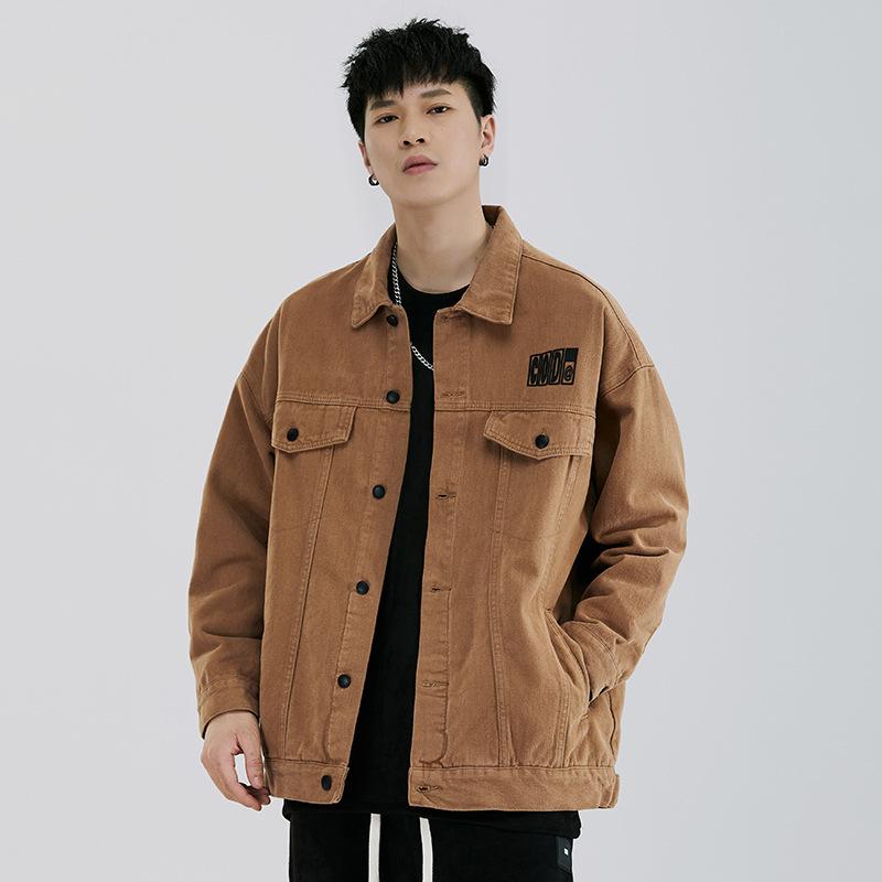 Куртка с длинным рукавом в стиле ретро, модная брендовая американская куртка с принтом в стиле ретро, универсальная свободная повседневная рубашка для мужчин