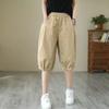High Waist Elastic Waist Thin Cotton Harlan Pants Wide Leg Short Shorts Women Loose Plus Size Casual Pants